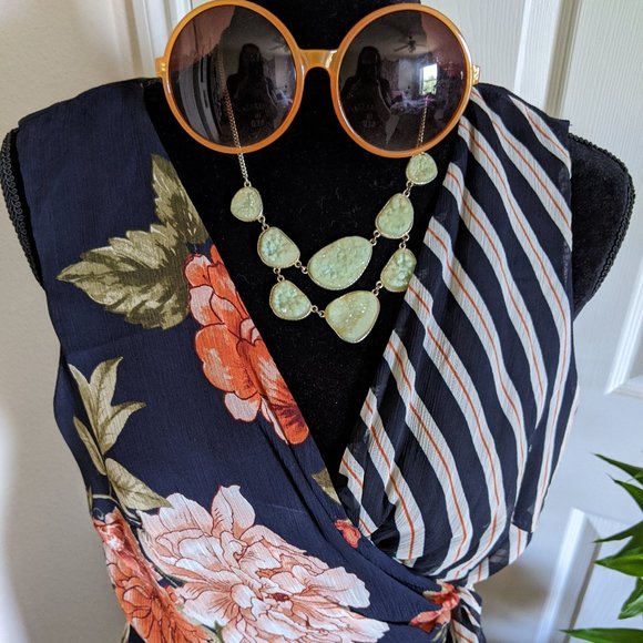 Mixed Pattern Dressy Summer Dress - Picture 4 of 5